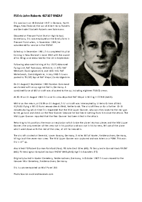 A preview of a PDF biography for Roberts, Eric John